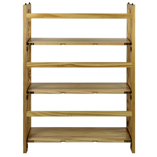 3-Shelf Folding Stackable Bookcase 27.5 inches Wide-Natural, , alternate image number 3