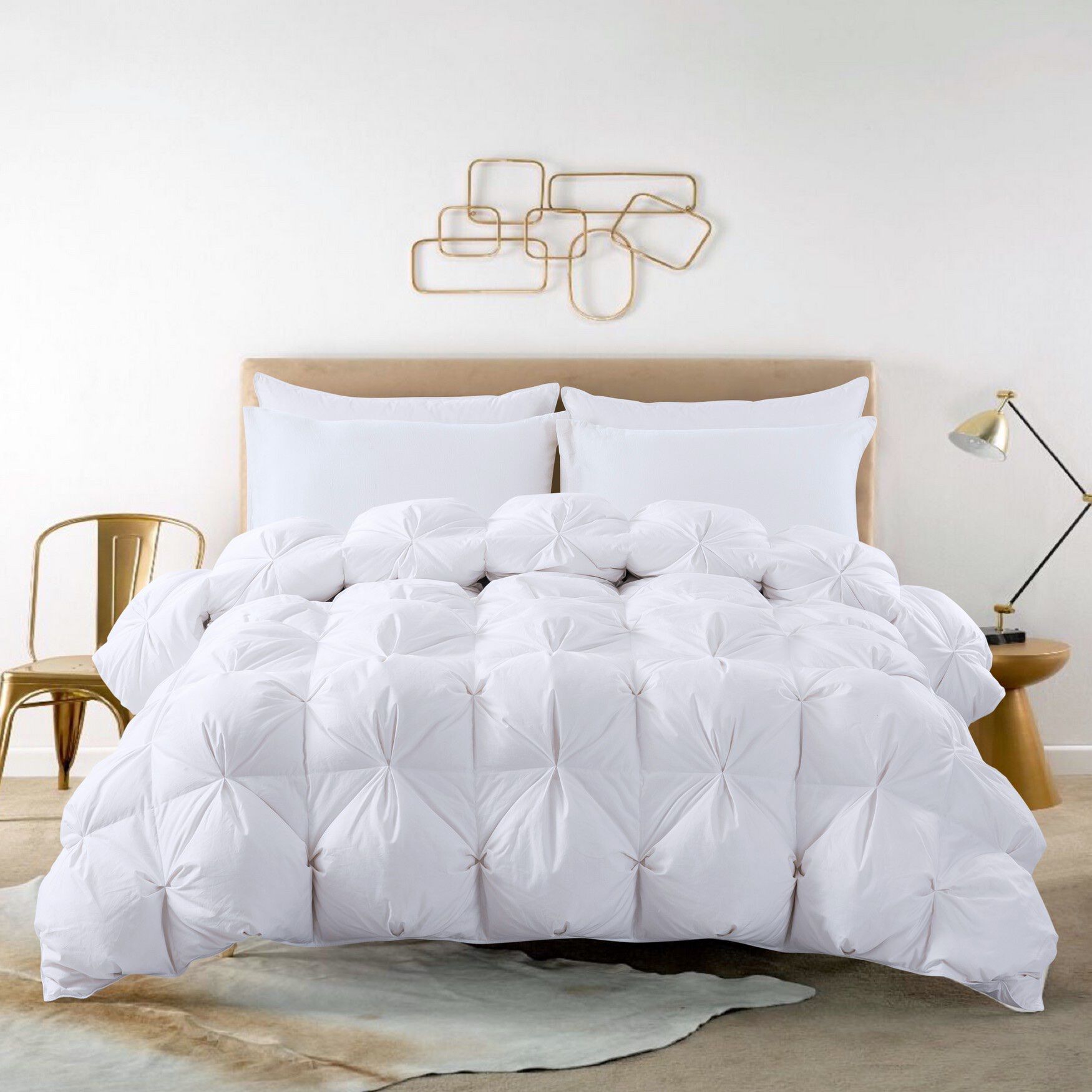 Pintuck Stitch White Duck Down Comforter, WHITE, hi-res image number 0