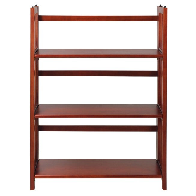 3-Shelf Folding Stackable Bookcase 27.5 inches Wide-Mahogany, WHITE, hi-res image number null