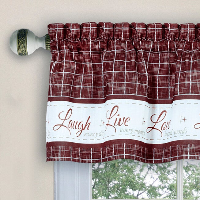 Live, Love, Laugh Window Curtain Tier Pair and Valance Set - 58x36, , alternate image number null