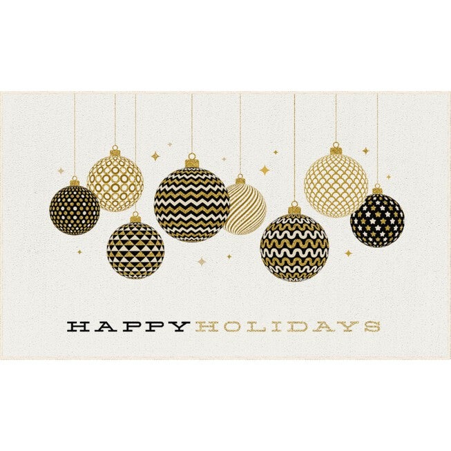 Holiday Ornaments Gold Kitchen Rug, GOLD, hi-res image number 0