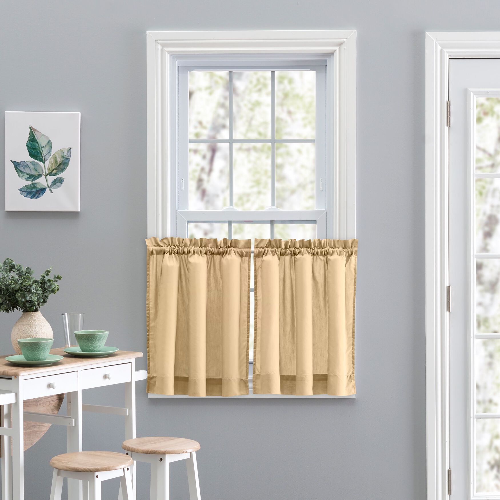 Stacey Curtain Tailored Tier Pair, ALMOND, hi-res image number 0