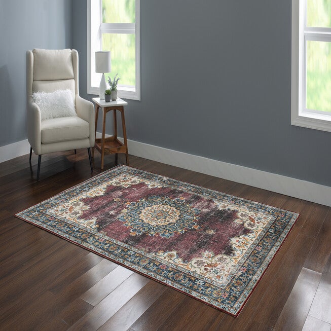 Washable Bryant Ivory/Burgundy Rug, , alternate image number null