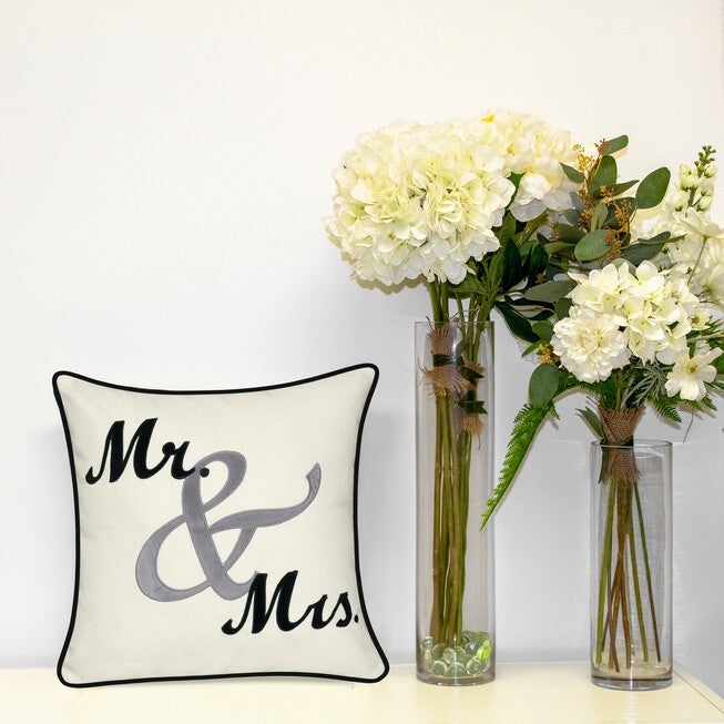 Celebrations ""Mr. & Mrs."" Cursive Embroidered Applique Decorative Pillow , , alternate image number 7
