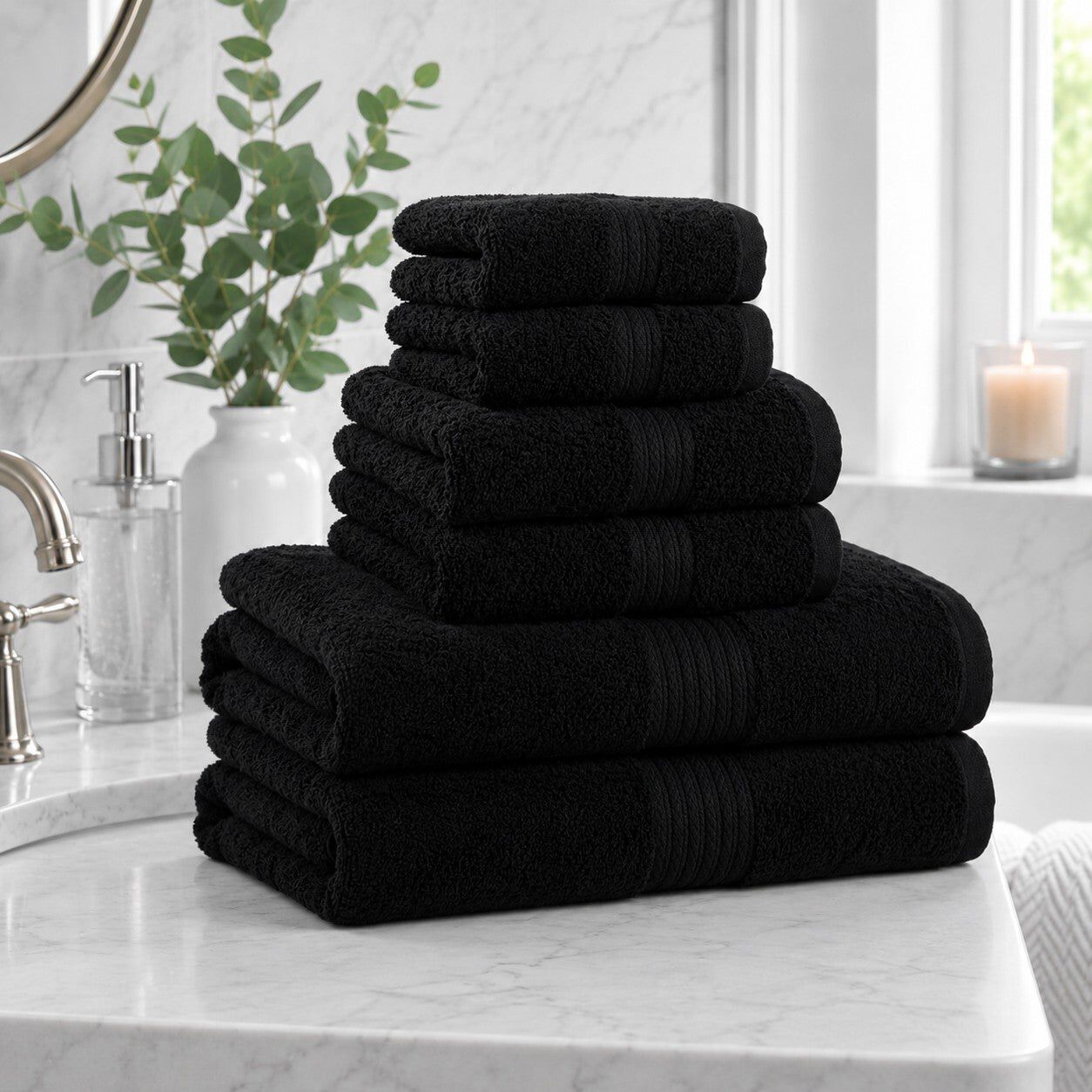 BH Studio 6-Piece 100% Cotton Bath Towel Set, 550 GSM