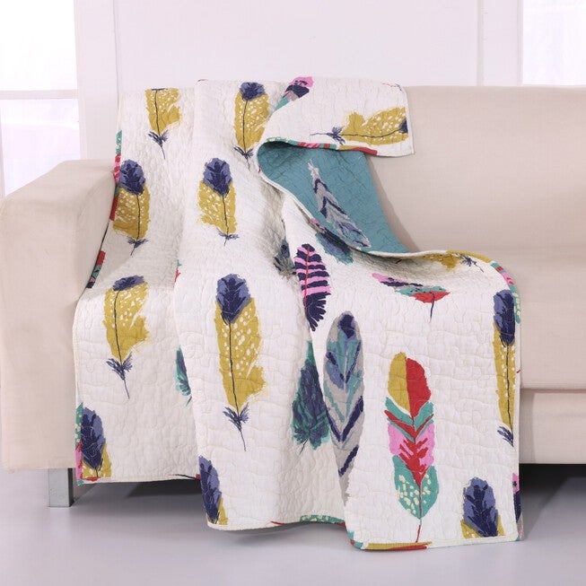 Dream Catcher Quilted Throw Blanket, TEAL, hi-res image number 0