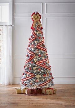7½’H Pre-Lit Flocked Pop-Up Tree