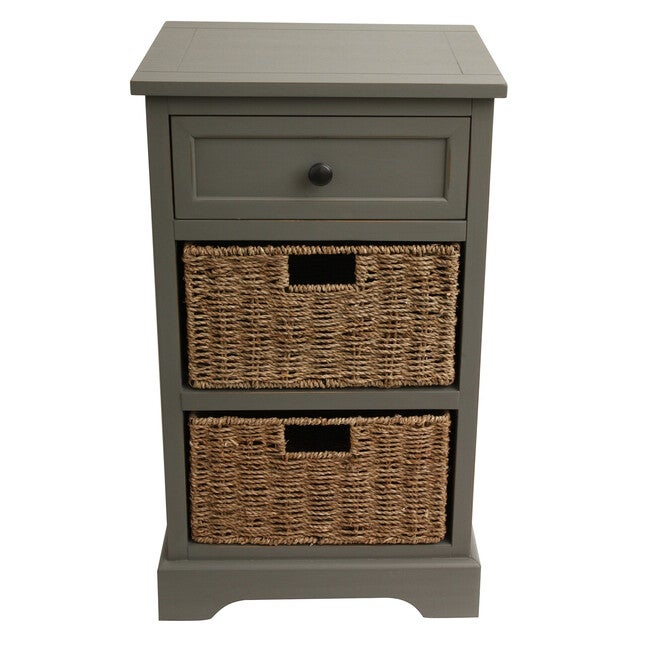 Antique 2 Drawer with 2 Baskets, ANTIQUE GREY, hi-res image number 0