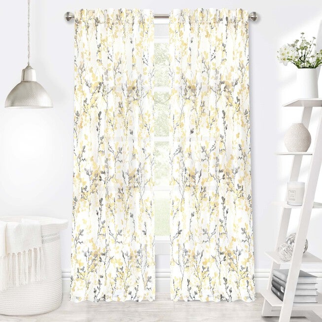Misty Back Tab Window Curtain Panel, MAIZE, hi-res image number null