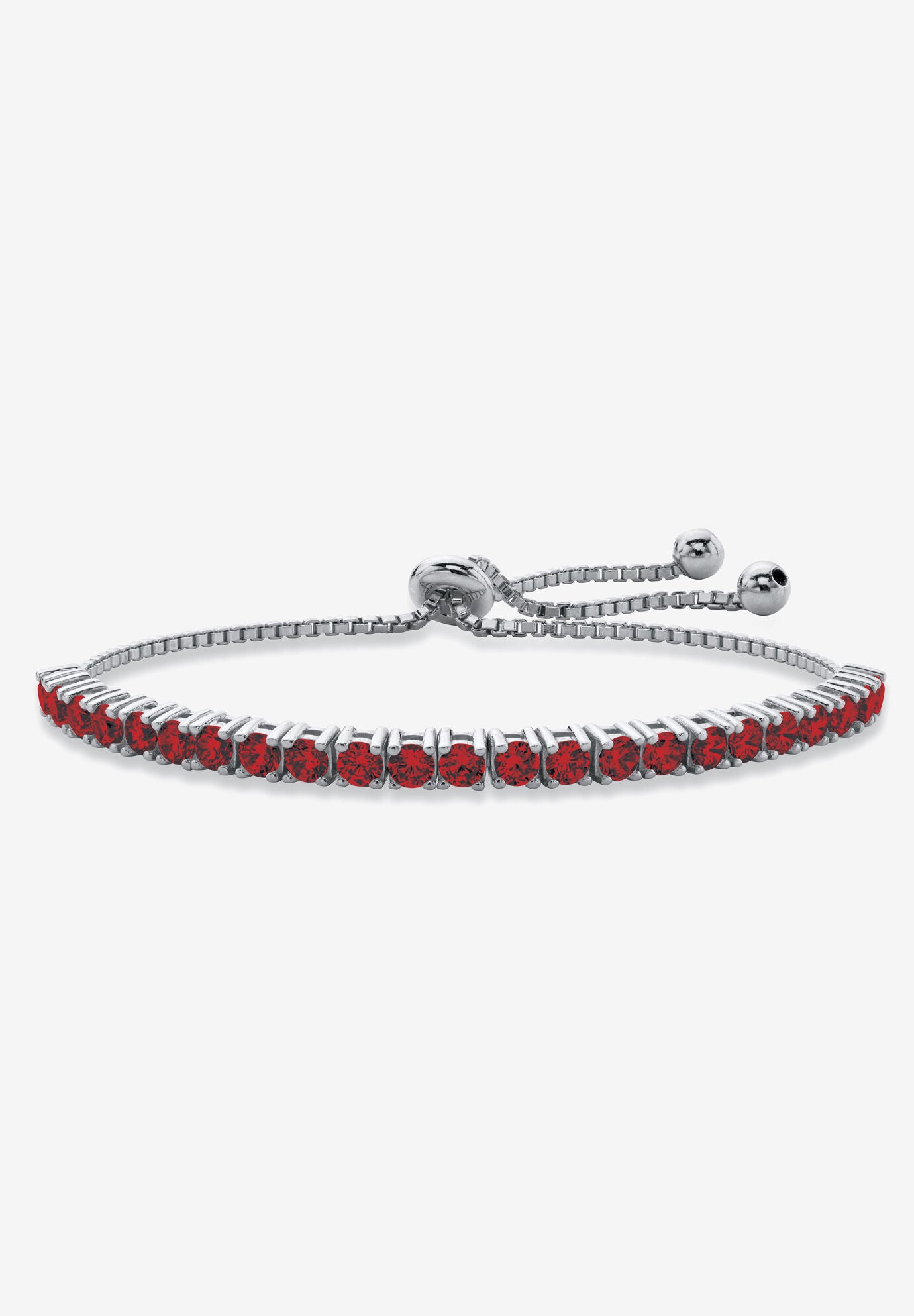 Silver Tone Bolo Bracelet (4mm), Simulated Birthstone 9.25 inches Adjustable, JANUARY, hi-res image number 0