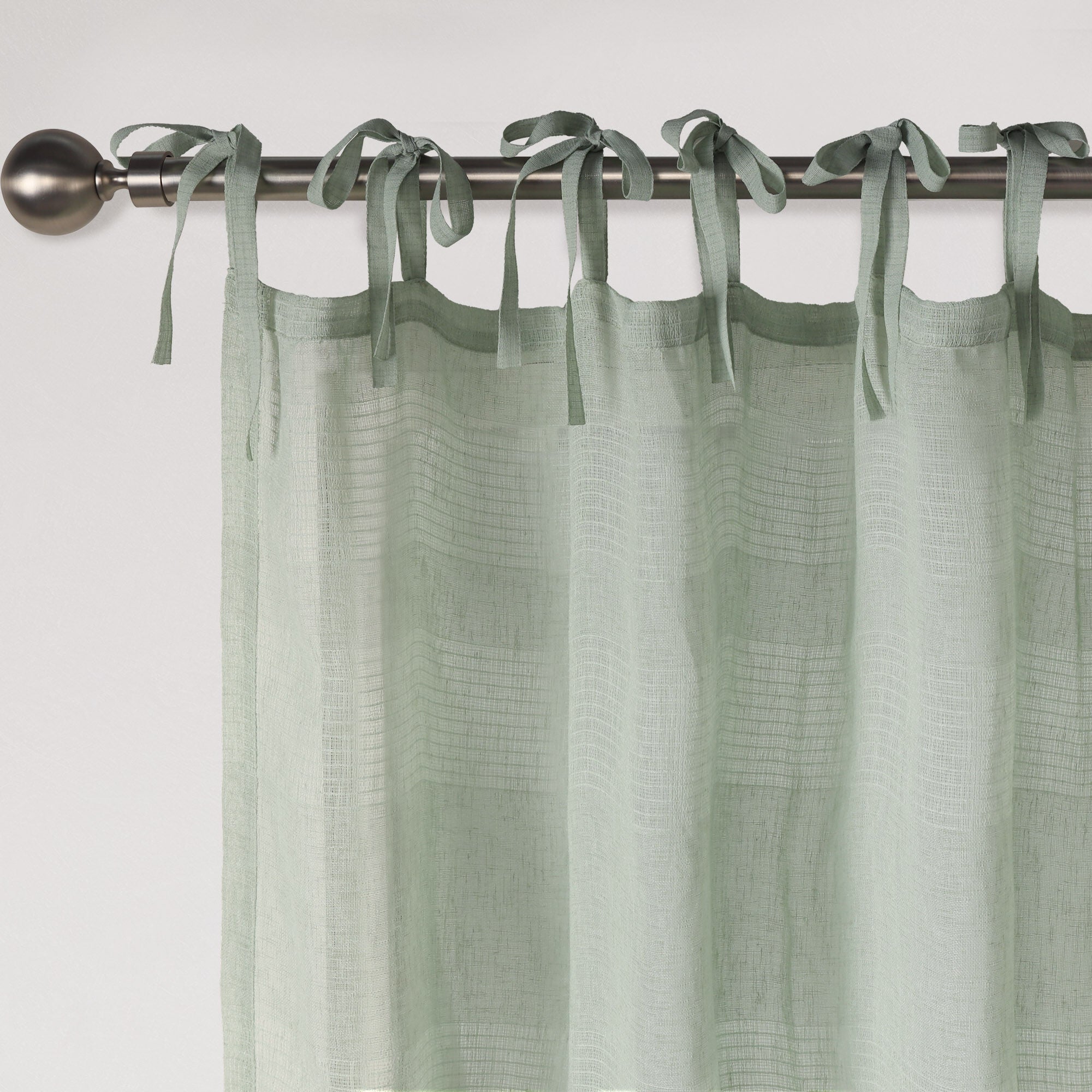 Stripe Sheer Tie Top Panel Pair, SAGE, alternate image number 1