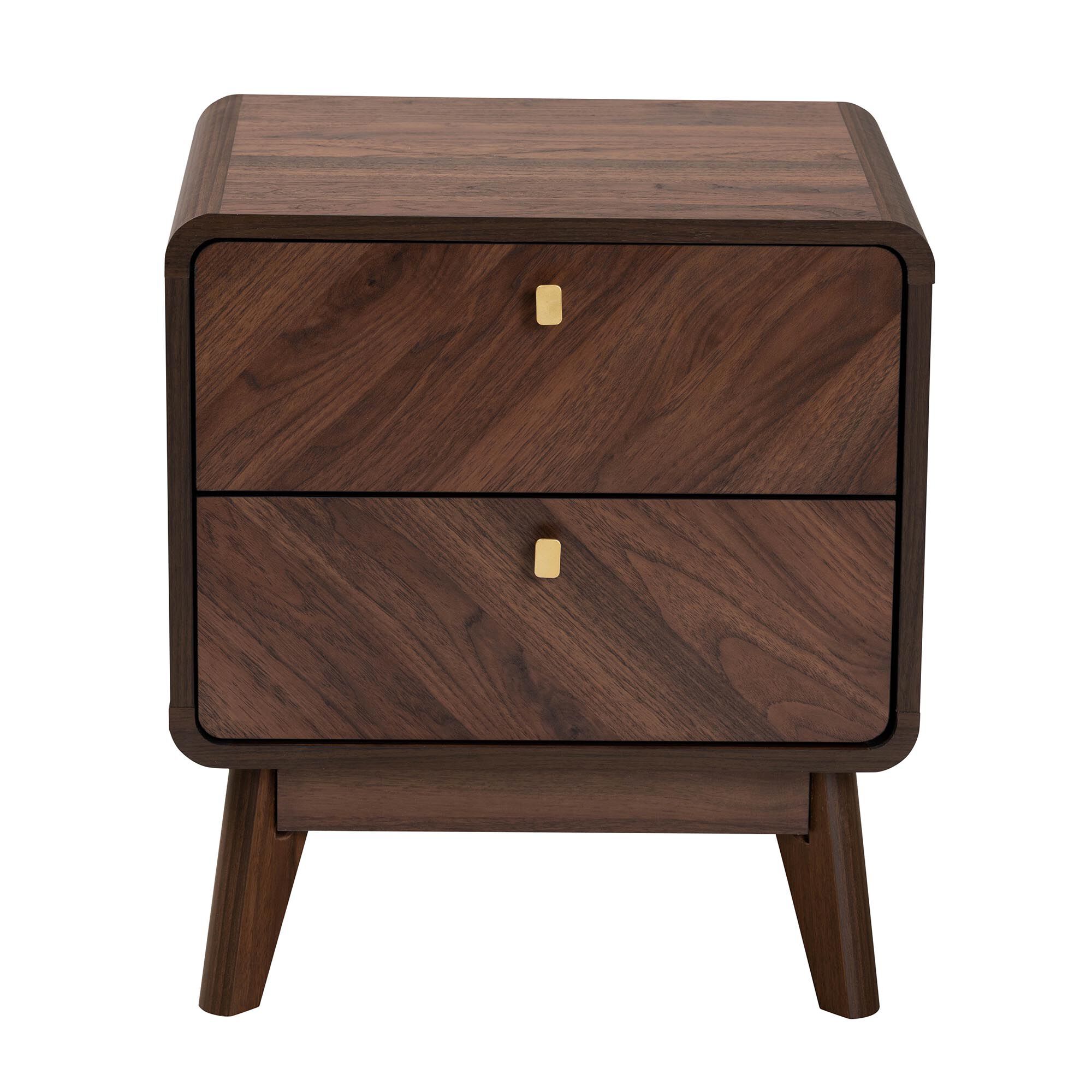 Markell Mid-Century Transitional Walnut Brown Finished Wood 2-Drawer Nightstand, WALNUT BROWN, alternate image number 4