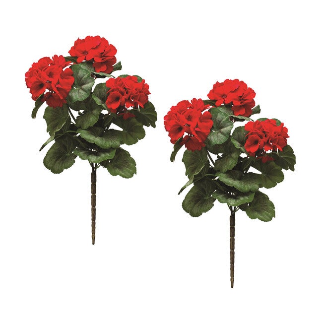Red Geranium Floral Bush (Set Of 2), , alternate image number null