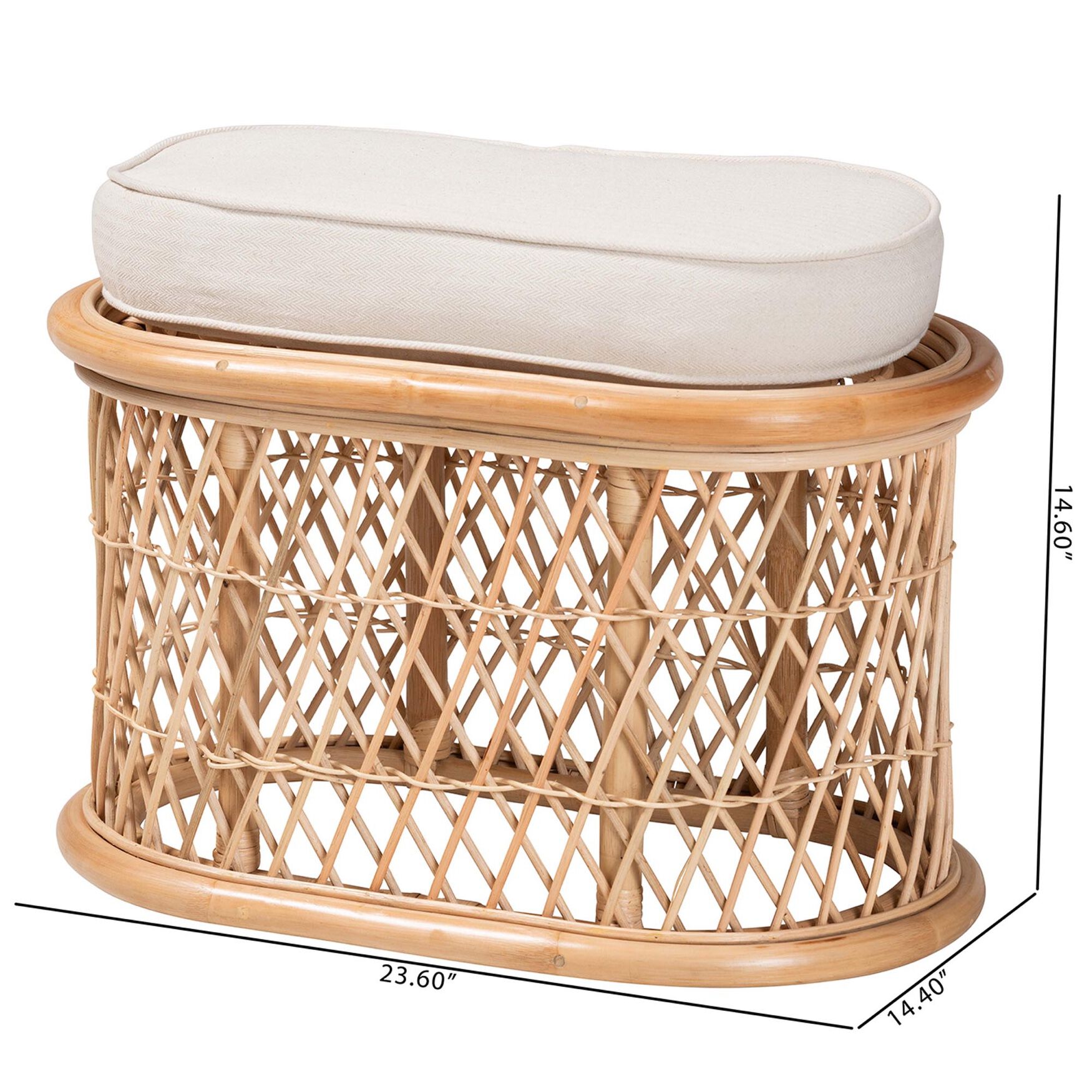 Ladonna Bohemian Natural Rattan Ottoman Footstool, , alternate image number 7