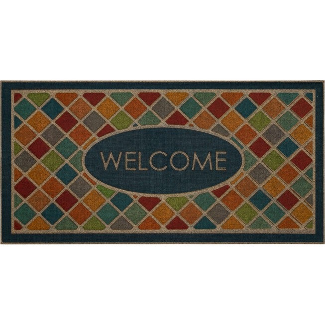 Ornamental Crosshatch Door Mat, CHESTNUT, hi-res image number null