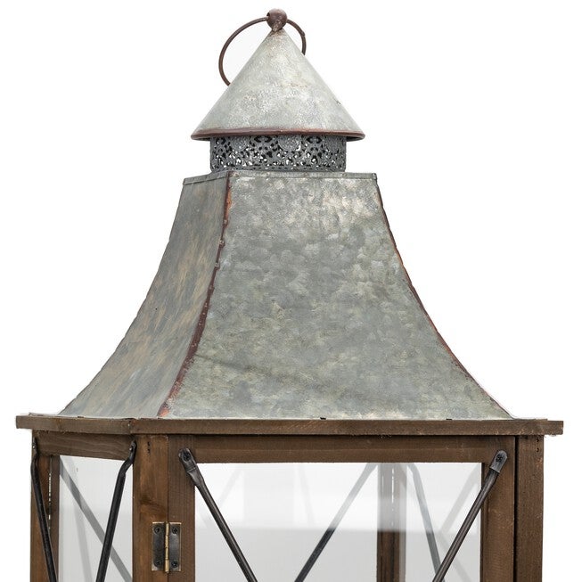 Lantern (Set of 2) 22 inchesH, 33.5 inchesH Wood/Metal, BROWN/GREY, alternate image number 1