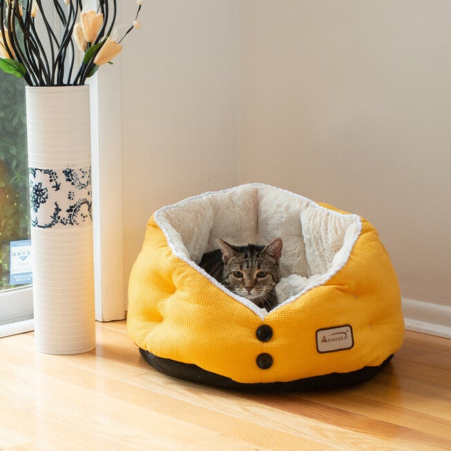 Gold Waffle and White Cat Dog Bed, , alternate image number null