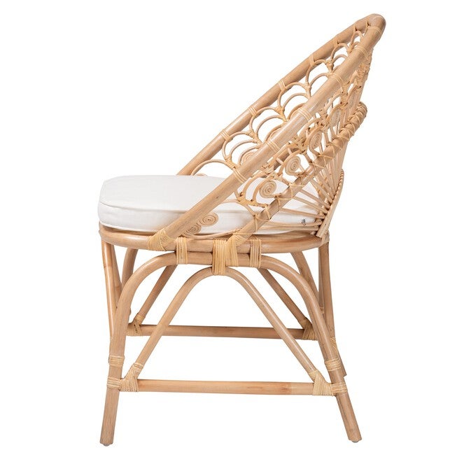 Abriella Modern Bohemian Natural Brown Rattan Peacock Accent Chair, , alternate image number 2