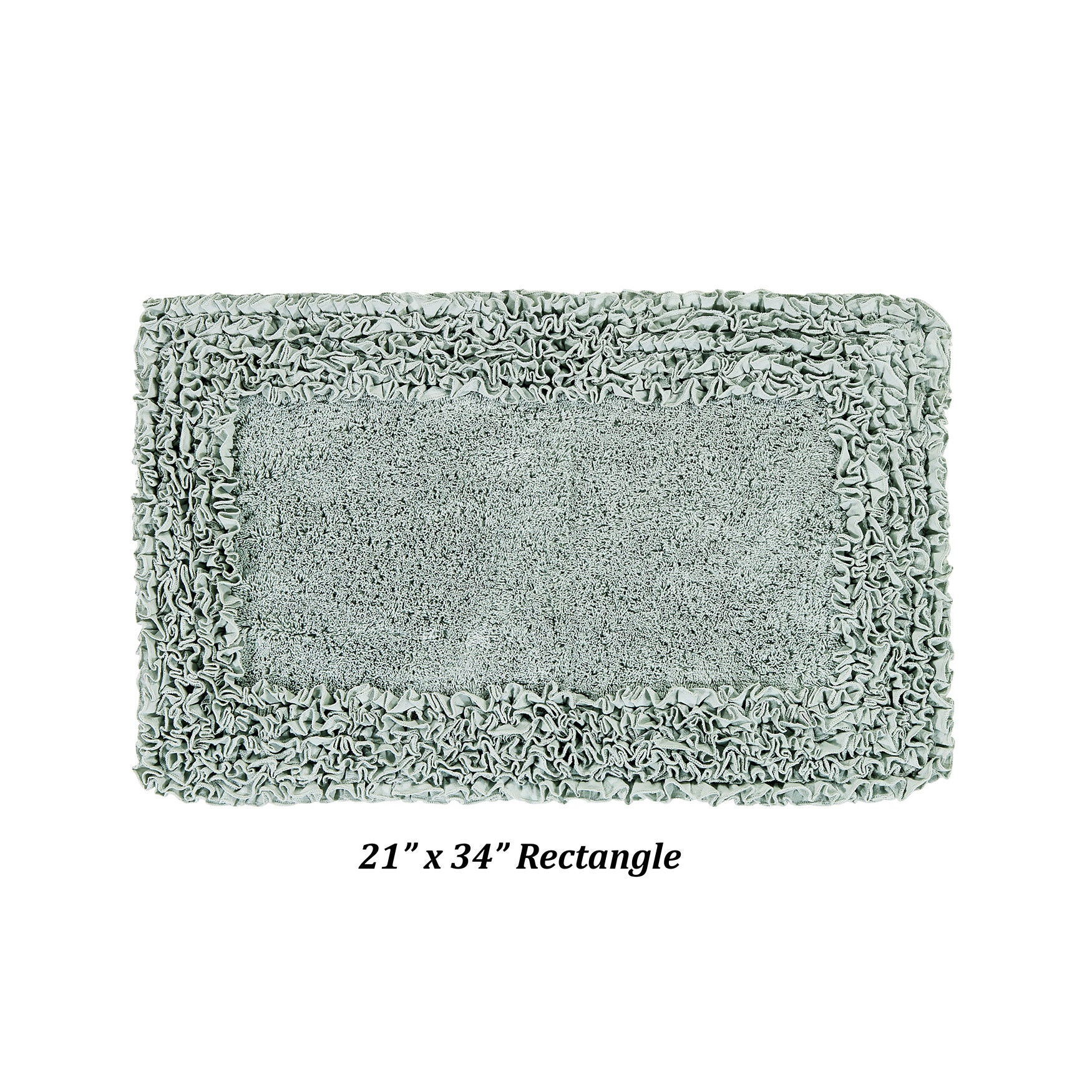 Shaggy Border Bath Rug Mat, 21 inches X 34 inches, SAGE, hi-res image number 0