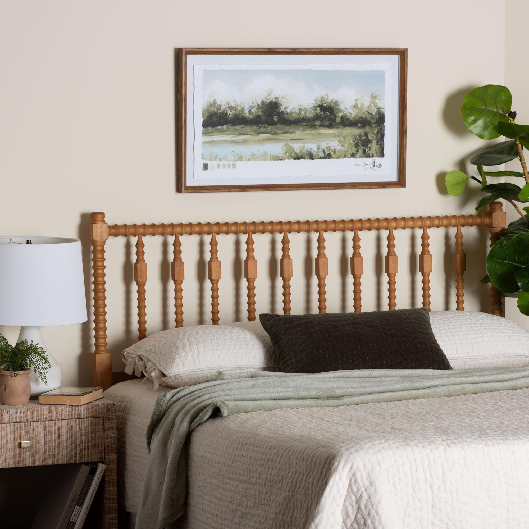 Juliette Turned Spindle Headboard, BROWN, alternate image number 4