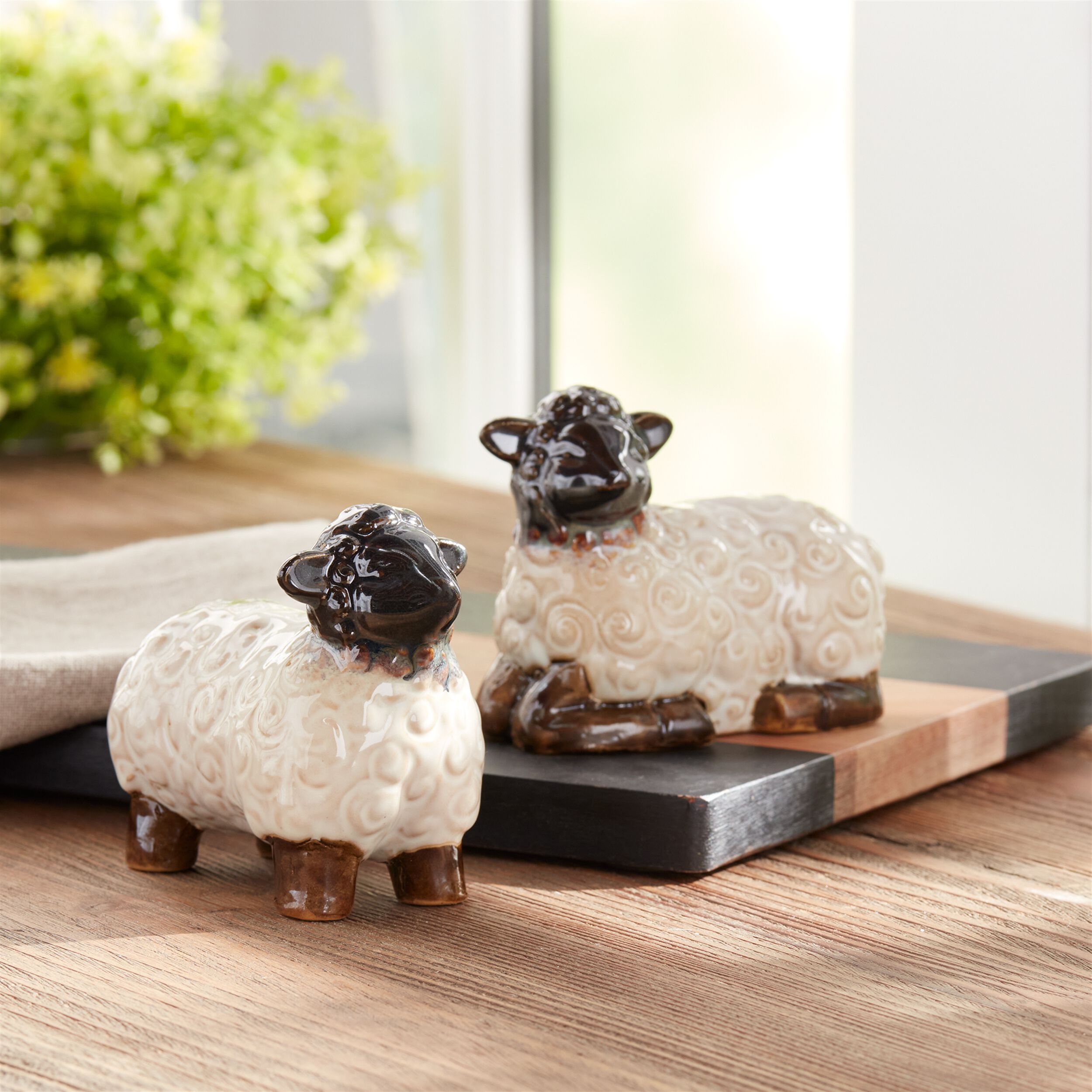 Mini Sheep Figurine (Set of 6), WHITE/BROWN, alternate image number 3