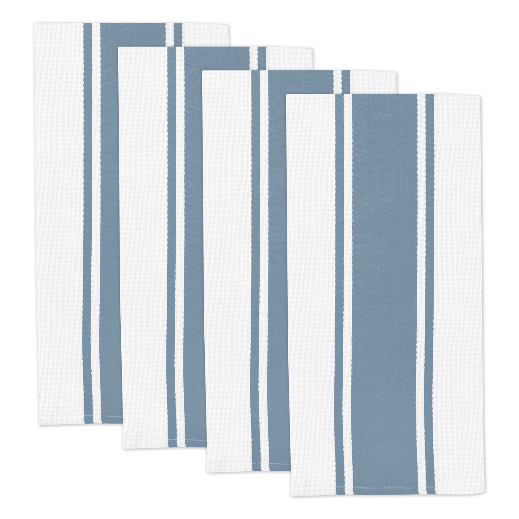 Classic Stripe Cotton Kitchen Dish Towel, Set 4, BLUE, hi-res image number 0