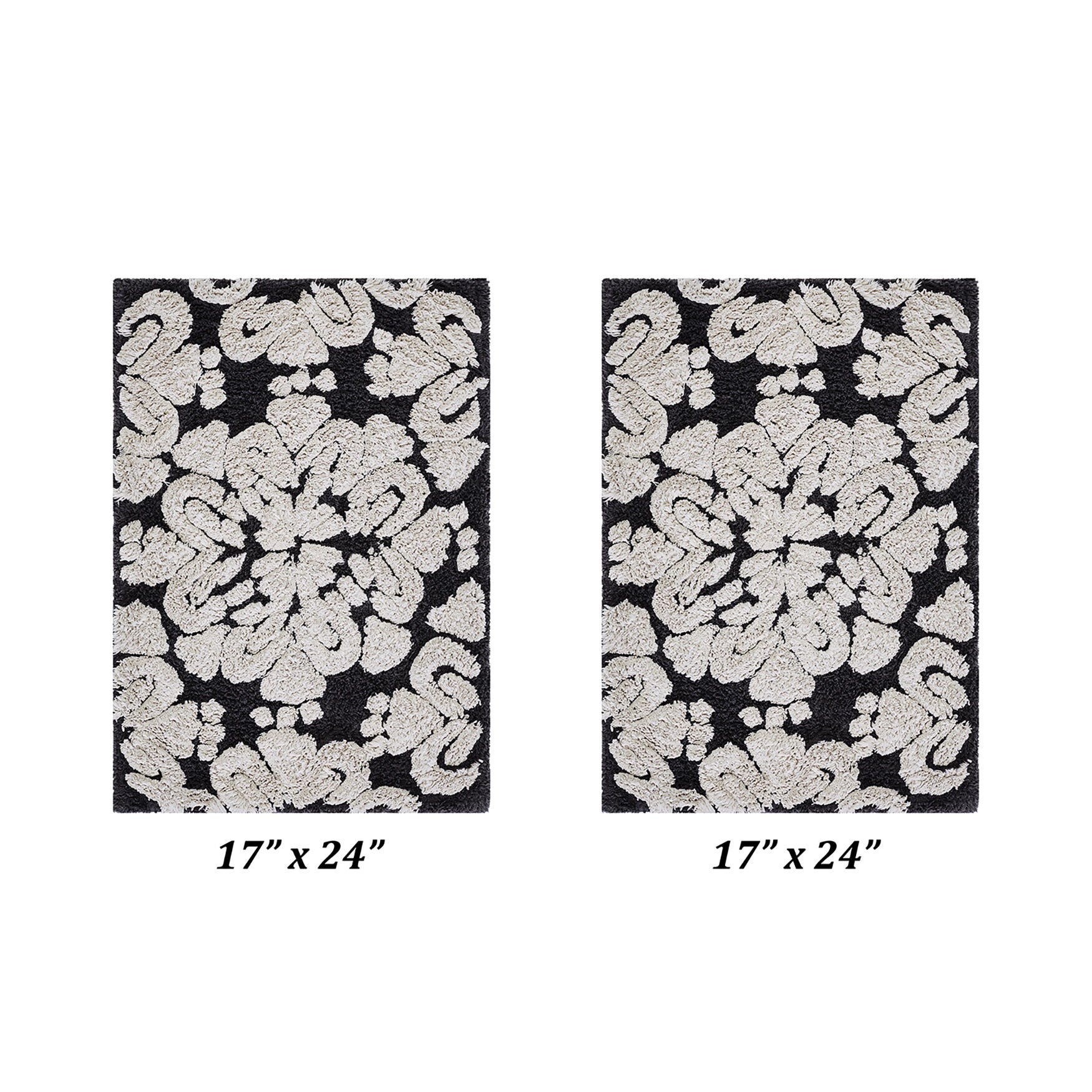 Medallion Collection 100% Cotton 2 Piece (17 inches X 24 inches | 17 inches X 24 inches) Bath Rug Set, CHARCOAL NATURAL, hi-res image number 0