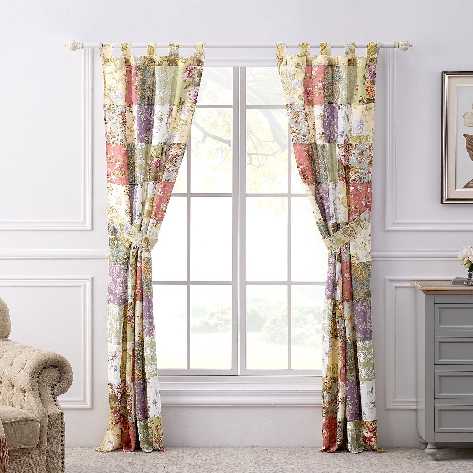 Blooming Prairie Window Curtain Panels, Set of 2, 84 inches, MULTI, alternate image number 2