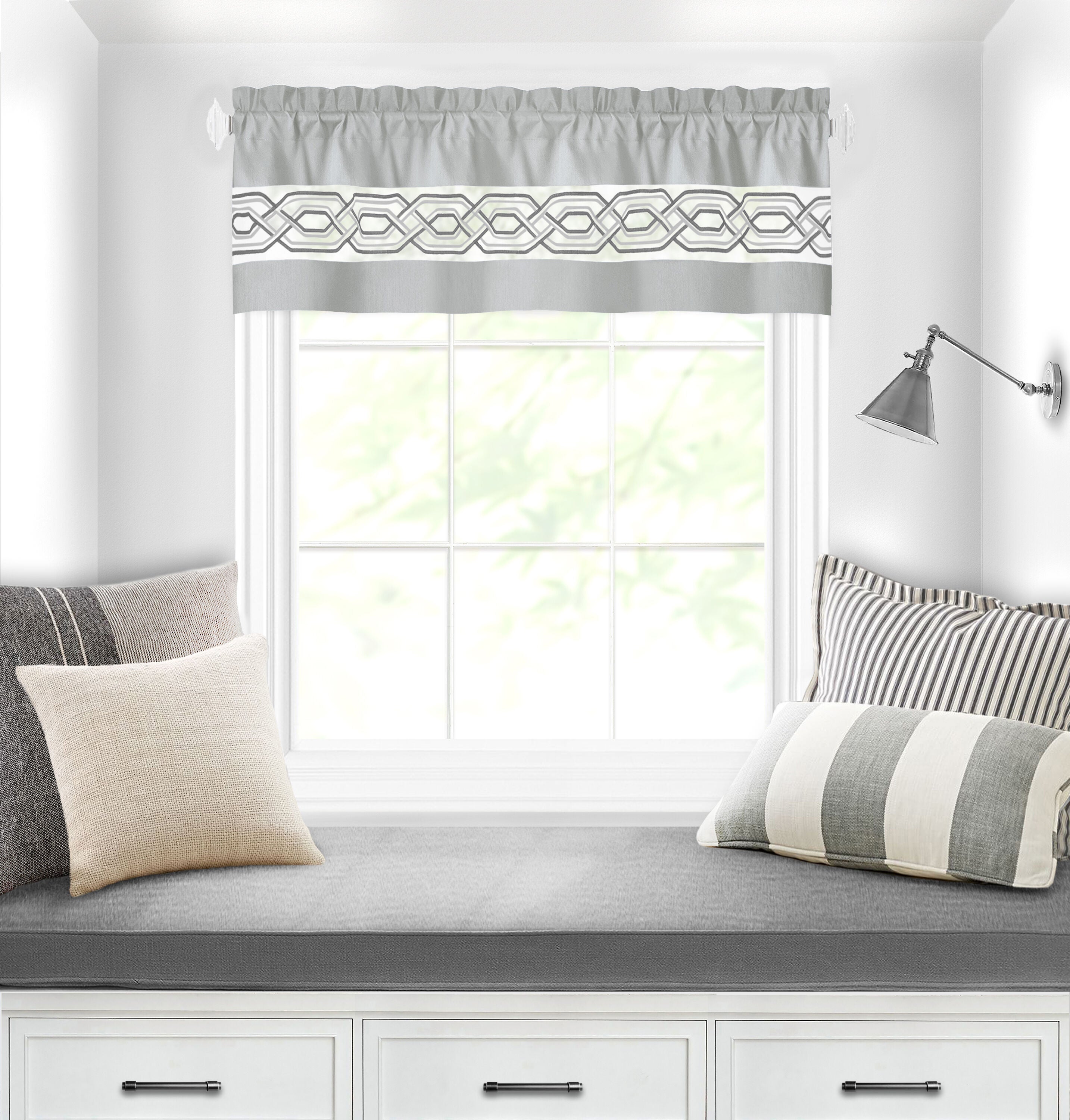 Paige Window Curtain Valance, SILVER, hi-res image number 0
