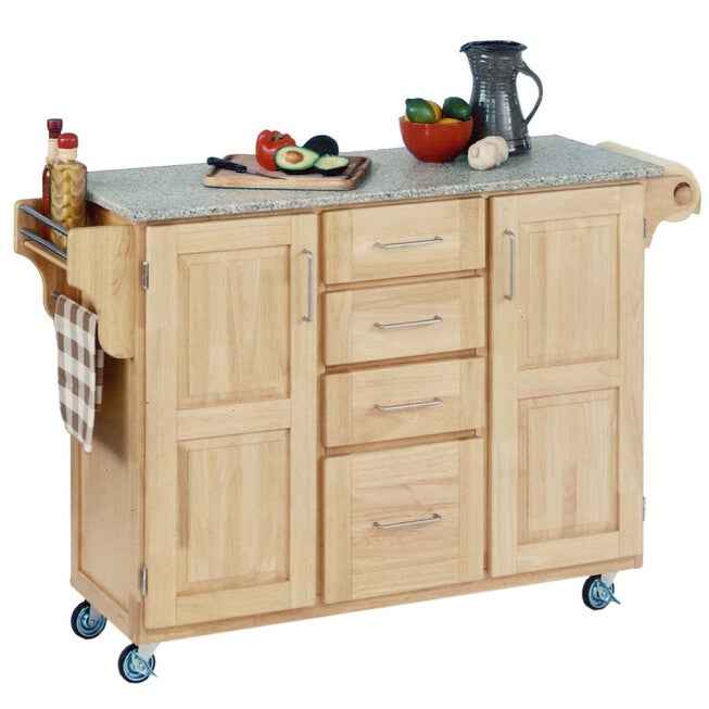 Large Natural Finish Create a Cart with Salt & Pepper Granite Top , NATURAL SALT WATER DIVE PEPPER, hi-res image number null