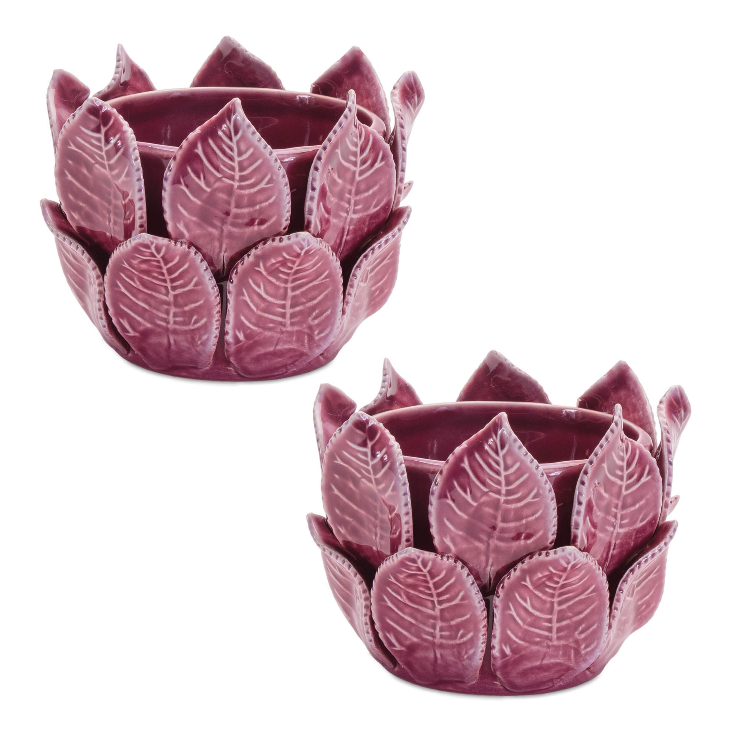 Storeware Bud Vase with Leaves Accent Set of 2, PURPLE, alternate image number 3