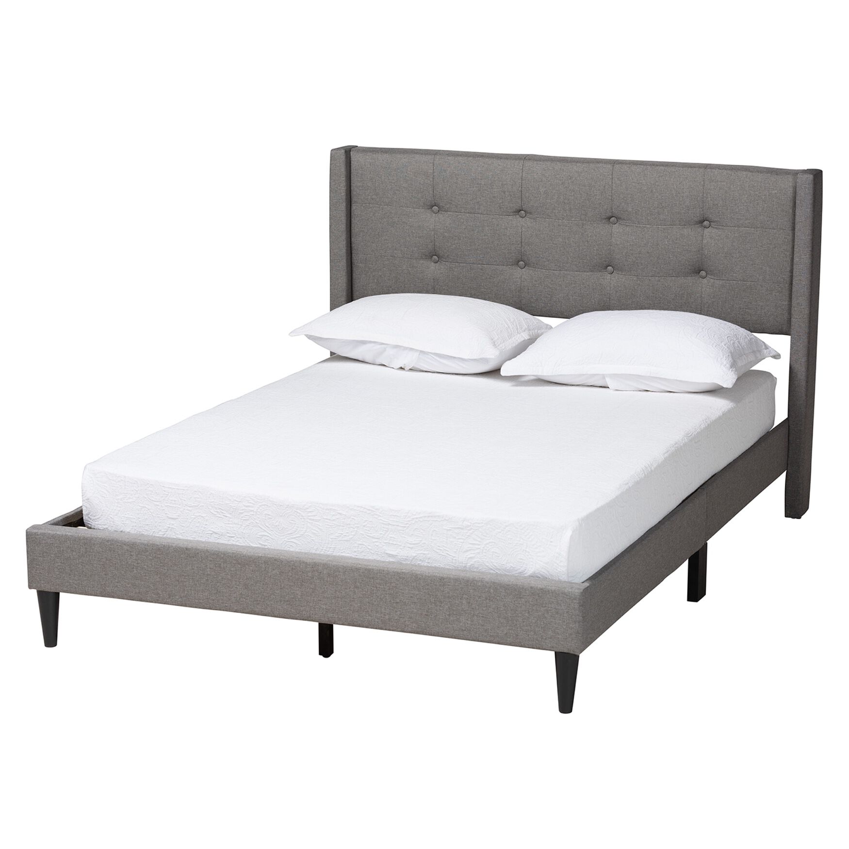 Casol Mid-Century Modern Transitional Upholstered Platform Bed, GREY, hi-res image number 0