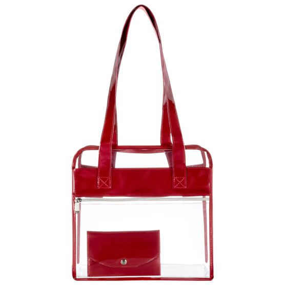 Tote Bag With Wallet, Clear/Red, CLEAR RED, hi-res image number null