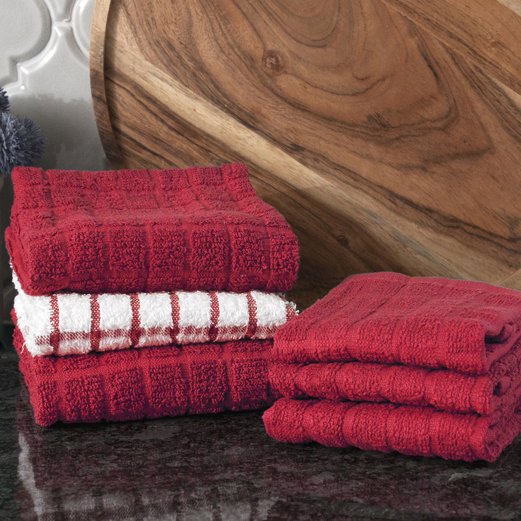 Terry Kitchen Towels And Dish Cloths, Set Of 6, , alternate image number 4