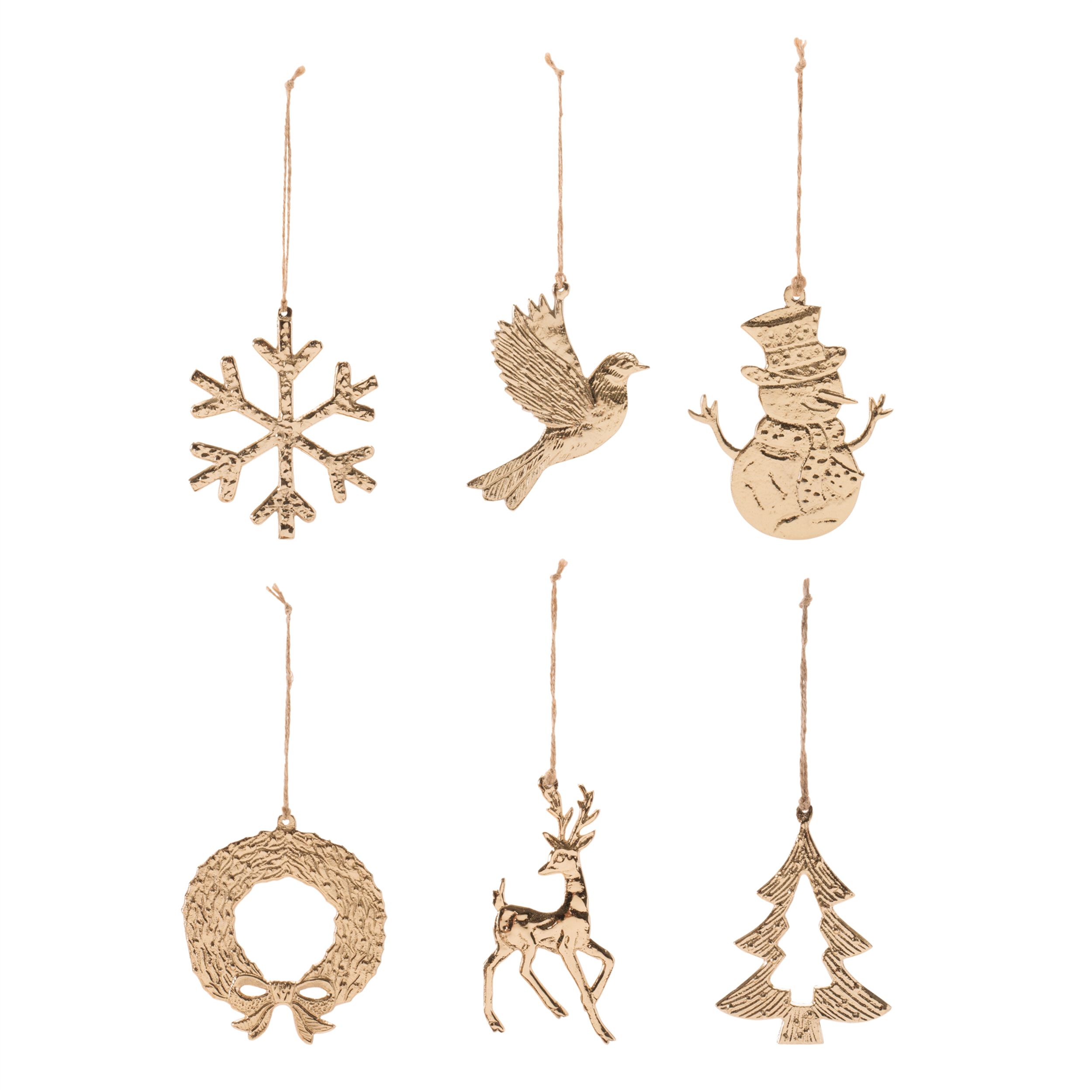 Aluminum Ornament Assortment ( Set of 6), GOLD, alternate image number 1