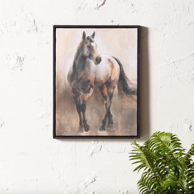 Framed Horse Canvas Art 24 inchesH, BLACK/BEIGE, alternate image number 1