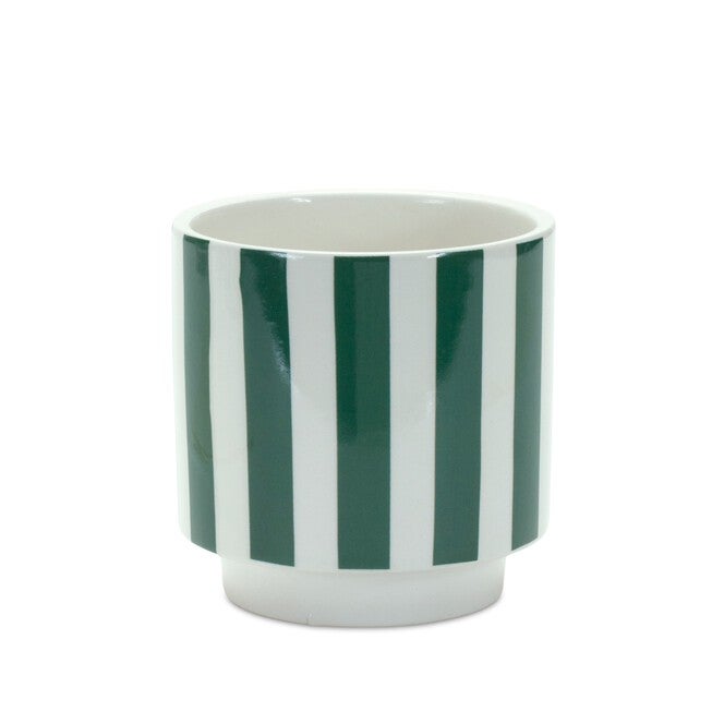 Green and White Striped Planter (Set of 2), GREEN/WHITE, alternate image number 2