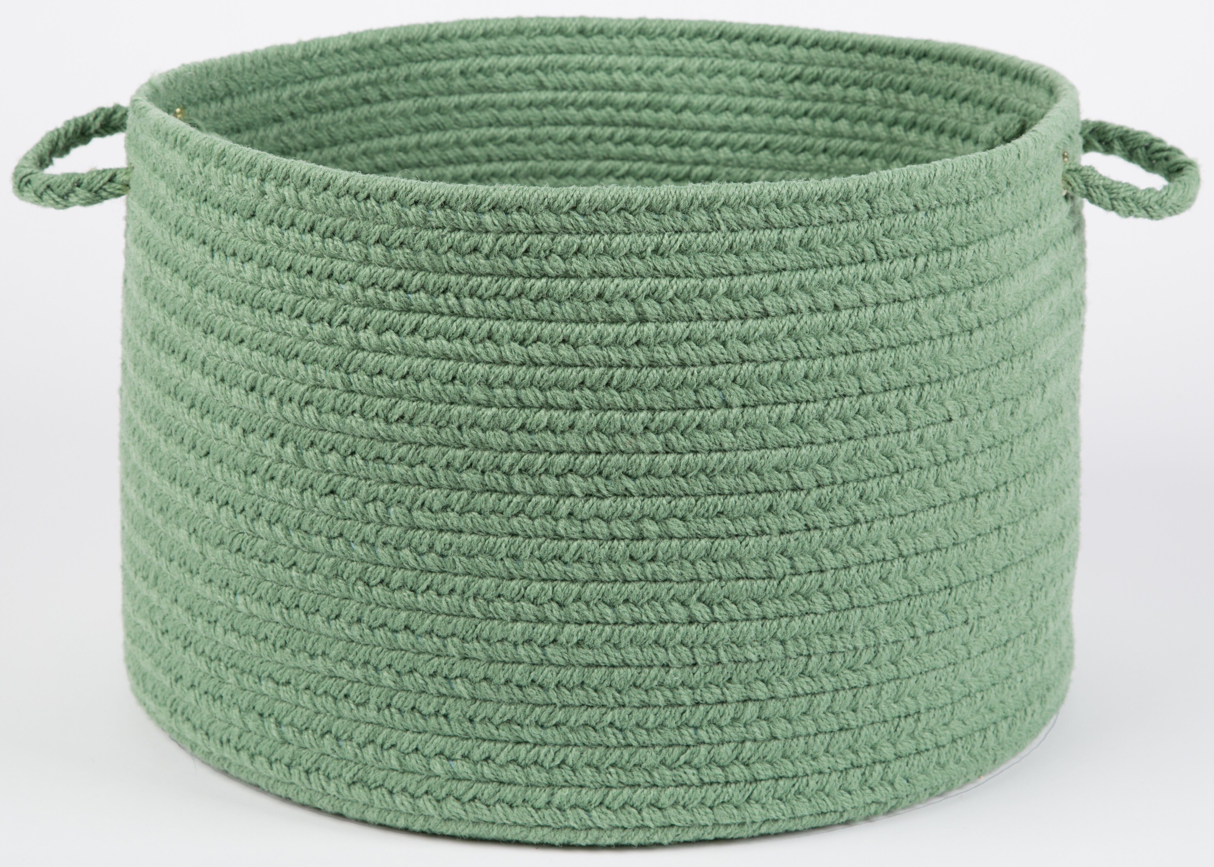 18 inches x 12 inches Braided Basket with Handles, CELADON, hi-res image number 0