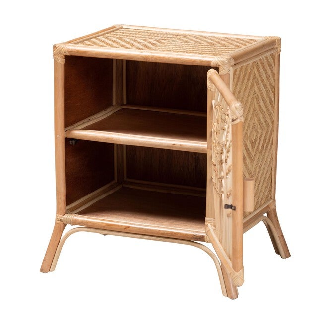 Danna Modern Bohemian Natural Brown Rattan Nightstand, , on-hover image number null
