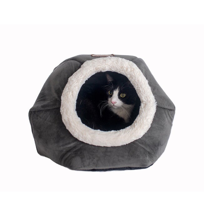 Gray Velvet Cat Bed, GRAY, hi-res image number 0