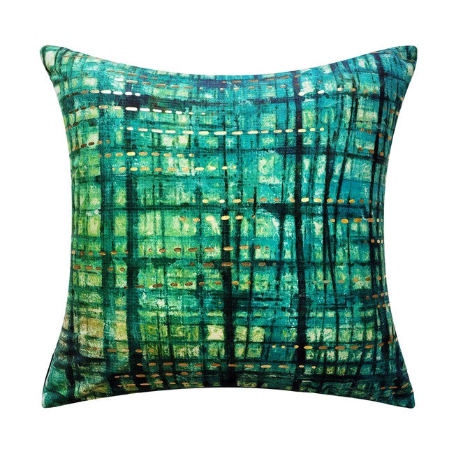 Edie@Home Velvet Rainforest Metallic Decorative Pillow Dec Pillow, MEDIUM GREEN, hi-res image number 0