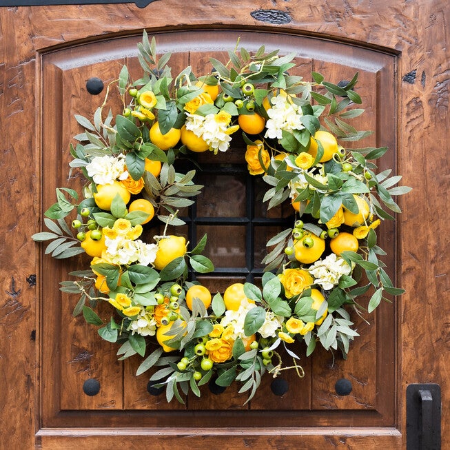 Lemon Floral Wreath 28 inchesD, , on-hover image number null
