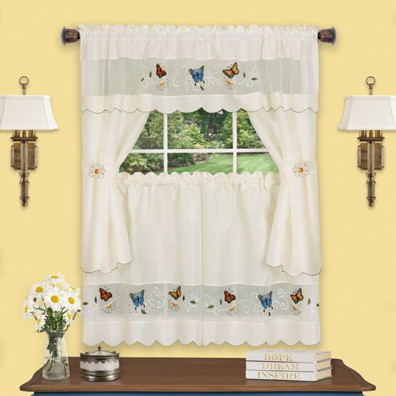 Daisy Meadow Embellished Cottage Window Curtain Set, MULTI, hi-res image number null