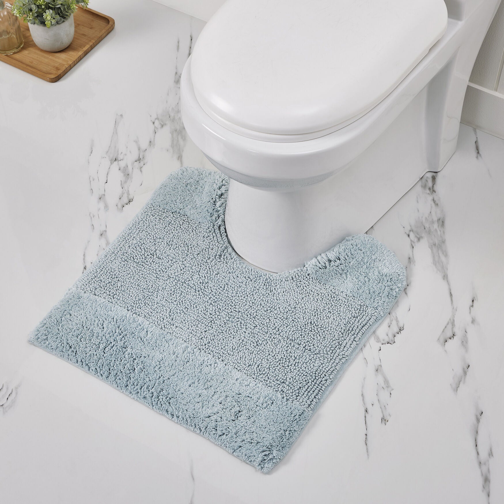 Granada Collection 100% Cotton 20 inches X 20 inches Contour Bath Rug, BLUE, hi-res image number 0