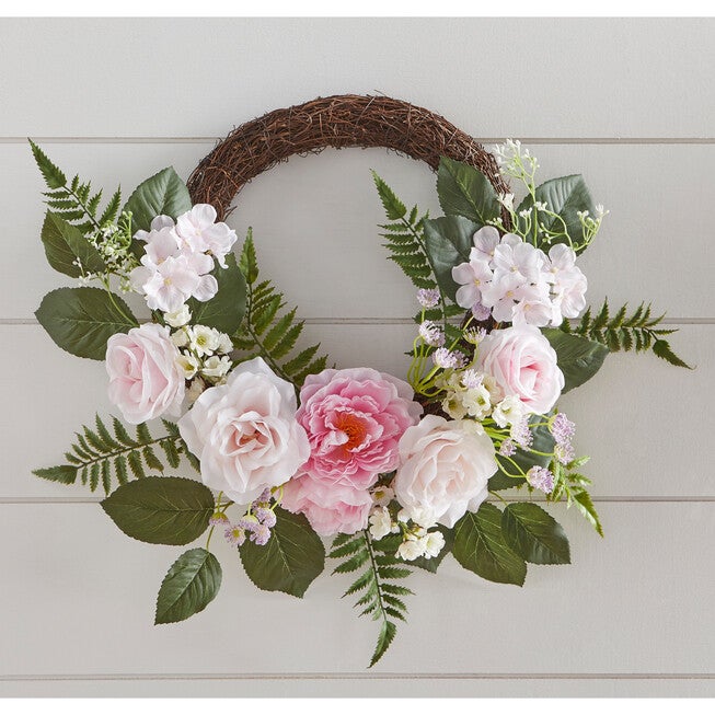 18 inches Summer Pink Rose Wreath, MULTI, hi-res image number null