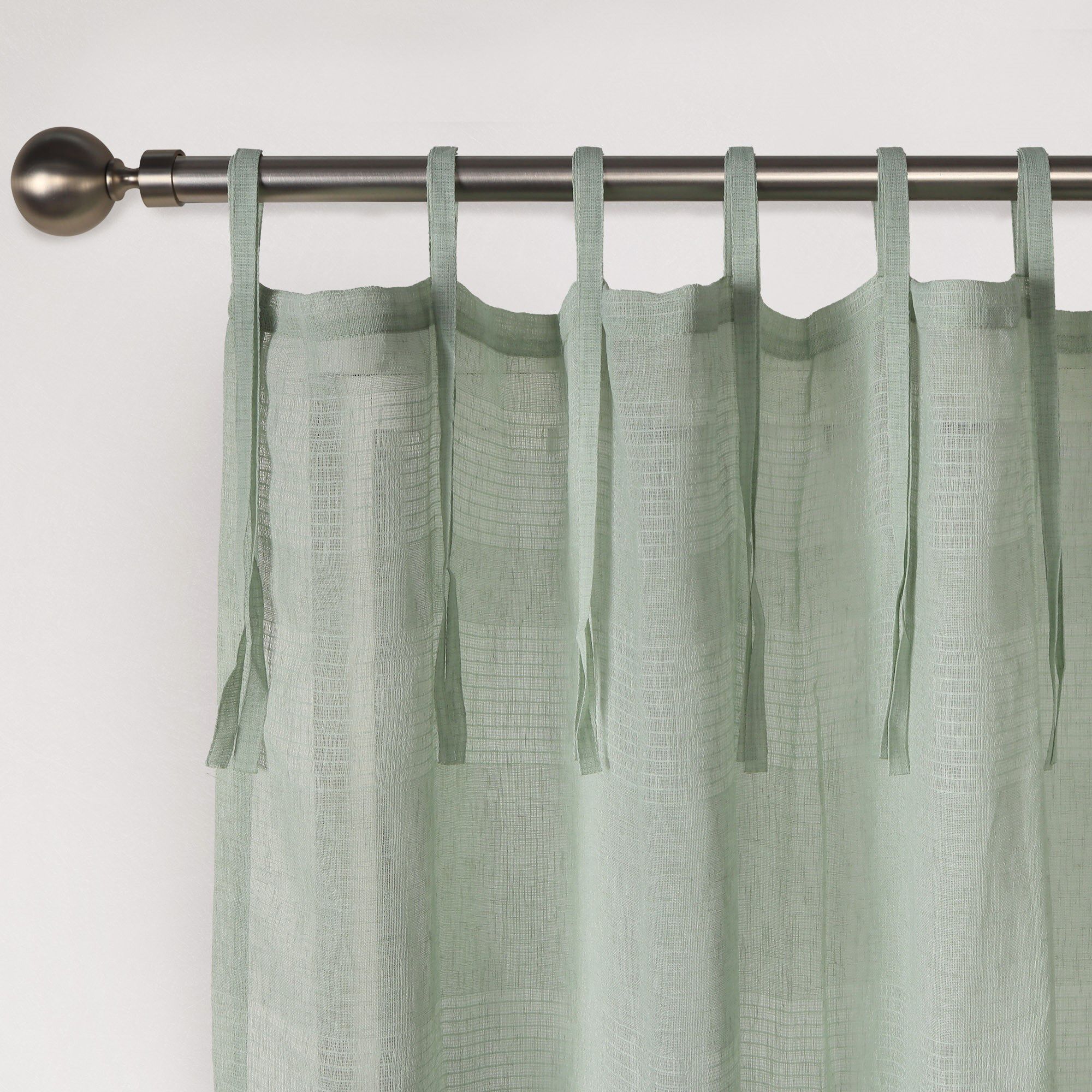 Stripe Sheer Tie Top Panel Pair, SAGE, alternate image number 2