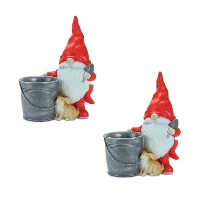 Raincoat Garden Gnome Statue With Bucket Planter 24.75 inchesH, , on-hover image number 1