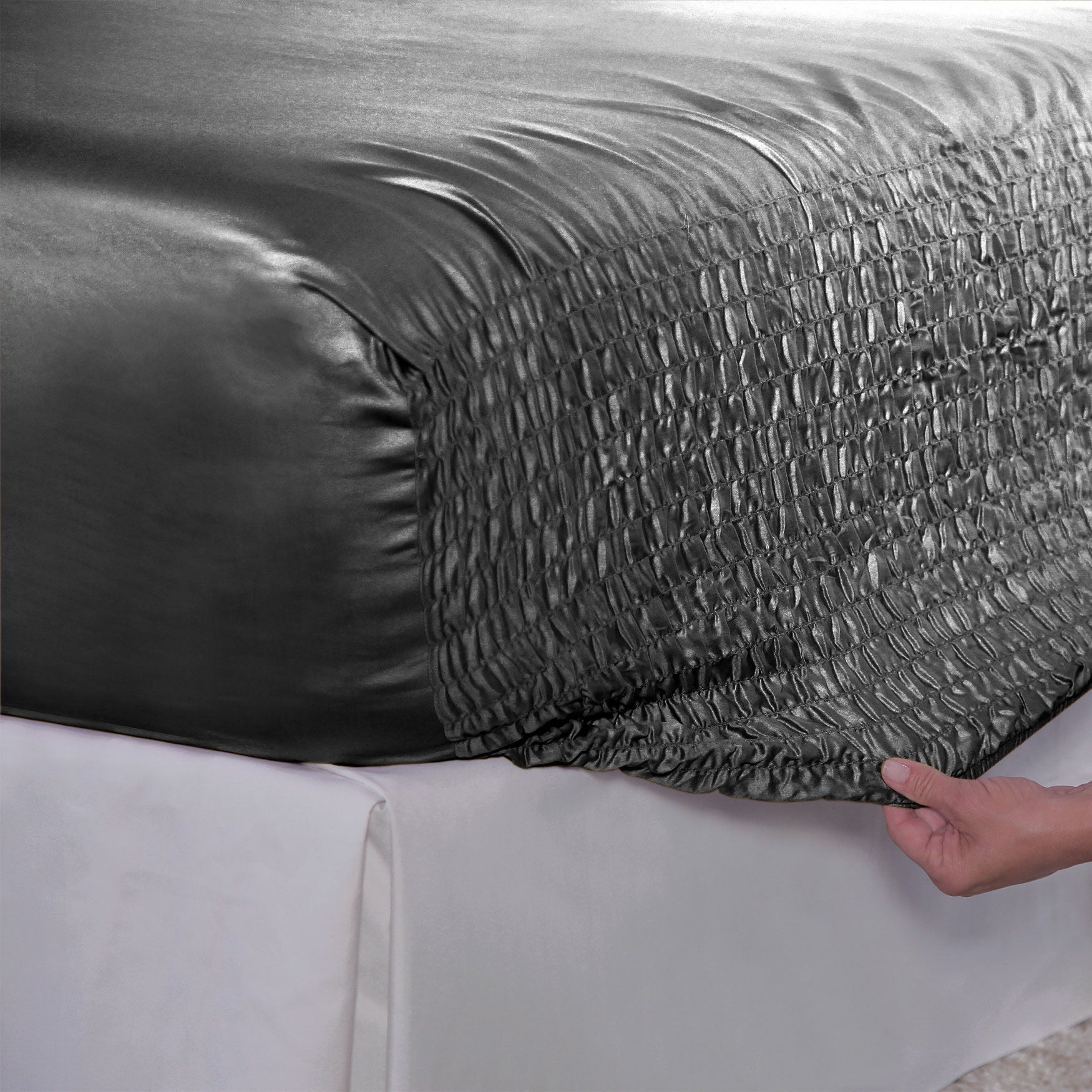 Bed Tite&trade; Satin Sheet Set, BLACK, hi-res image number 0