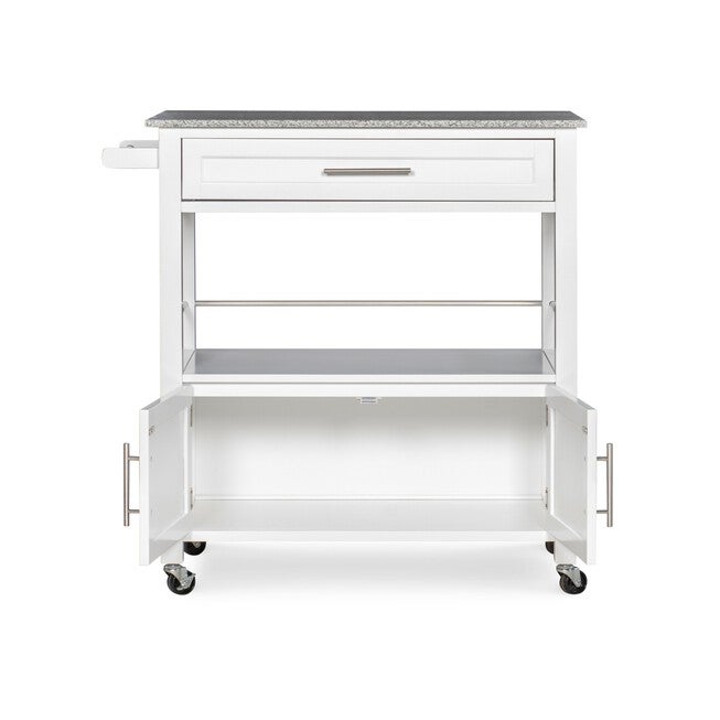 Cameron White Kitchen Cart With Granite Top, , alternate image number null