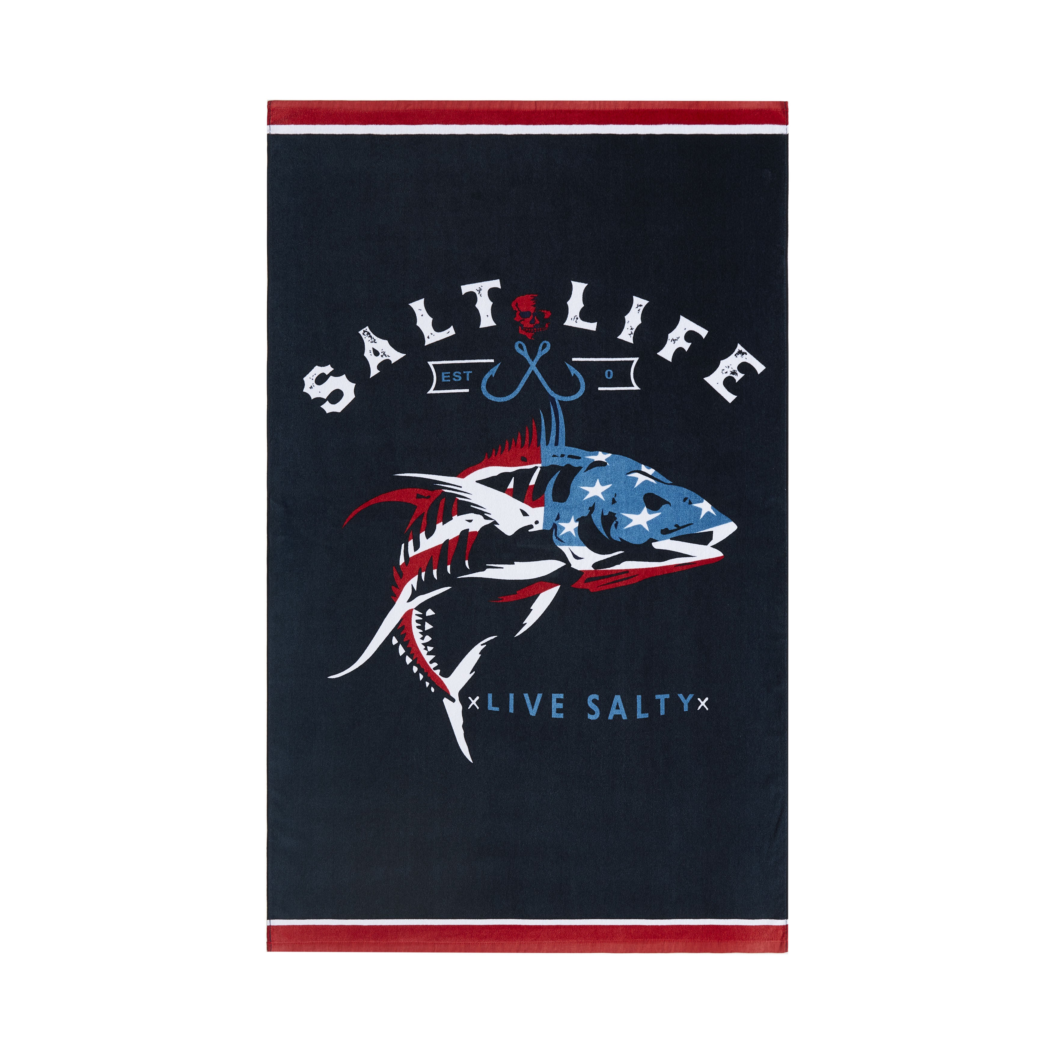 American Fish Beach Towel, NAVY, alternate image number 2